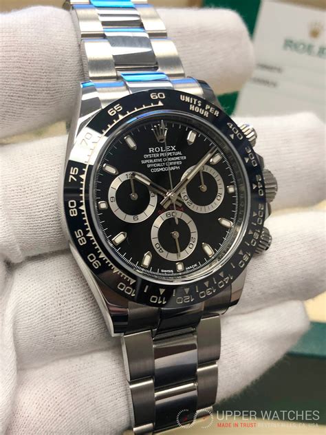 rolex stainless daytona black dial